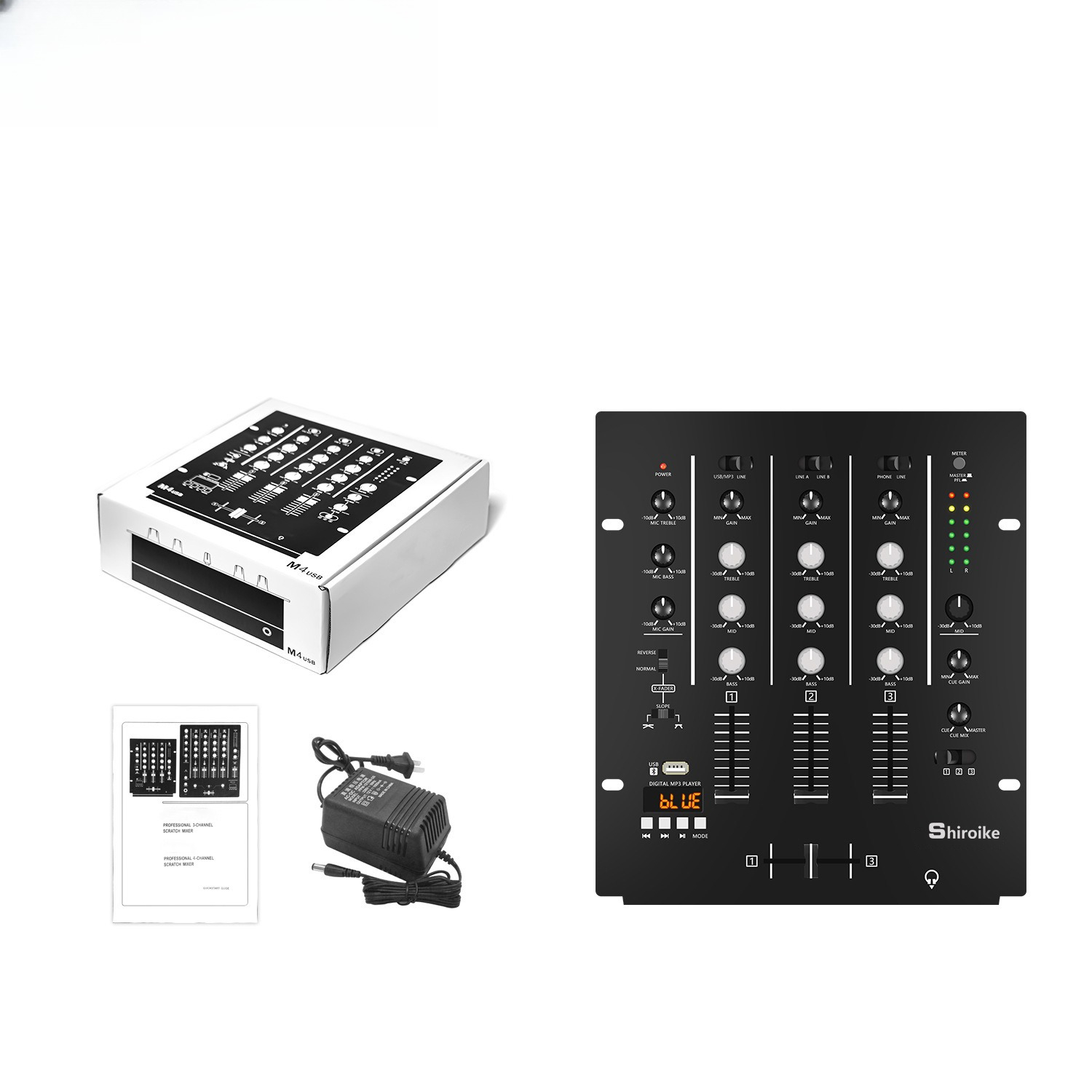 Audio Interface Usb - Mixer DJ de 4 Canais, Console