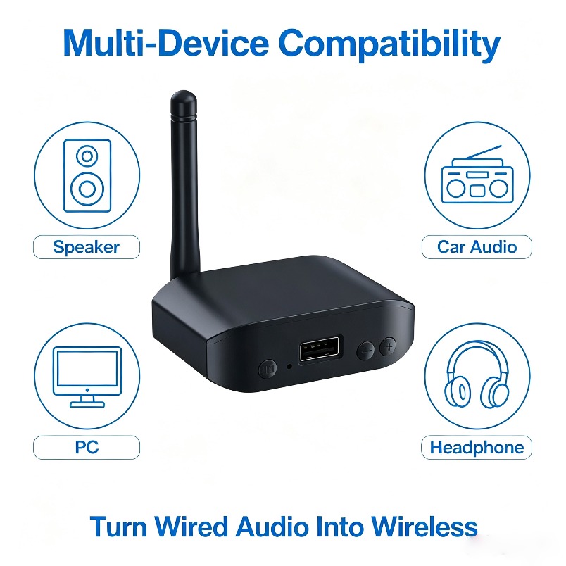Audio Music Link - Receptor de Música Sem Fio Bluetooth