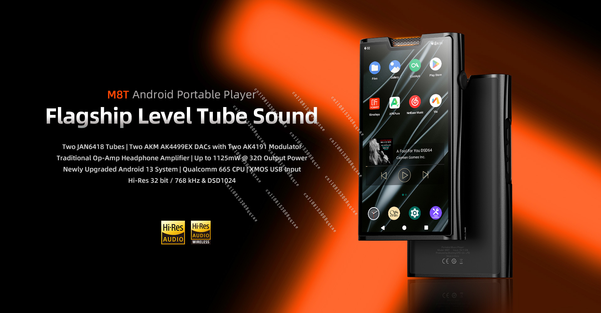 Mp3 Audio Music Youtube - M8T Flagship Tube Android Portátil HIFI